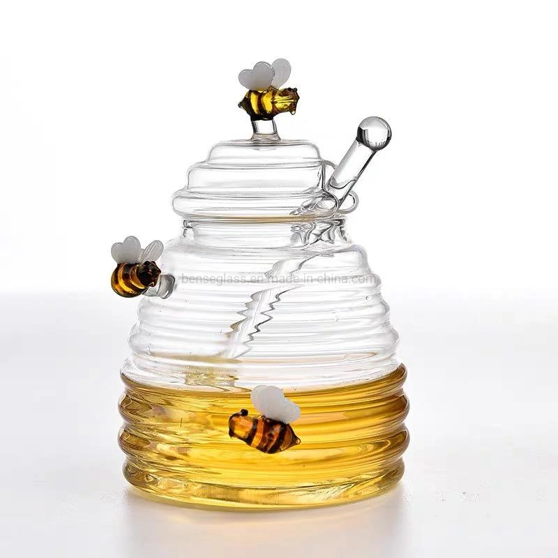 Großhandel/Lieferant 400ml hohe Borosilikatglas Sweet Honey Jar mit Rührer