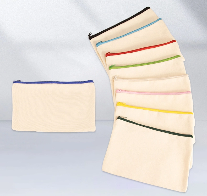 Venda por grosso de bricolage Hand-Painted Branco Zipper Canvas Saco Caneta Aluno Stationery bag bolsa Organizador de lápis
