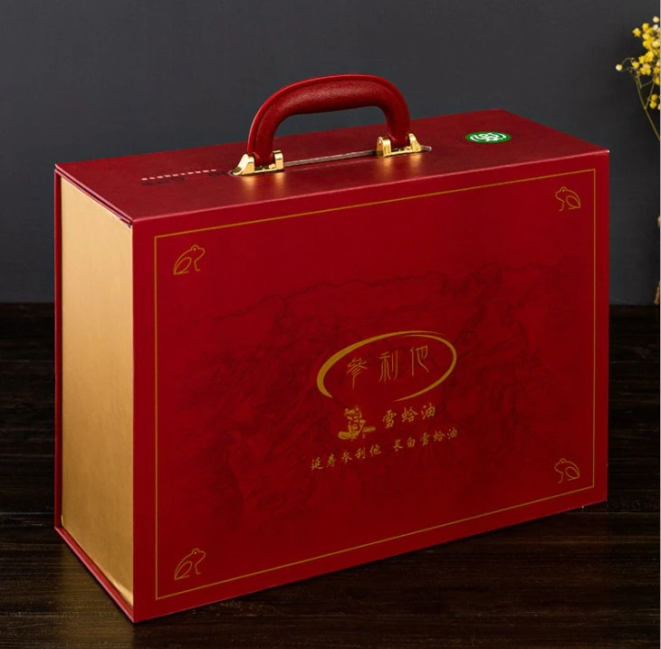 Customize High Grade PU Leather Wine Packaging Box with Handle