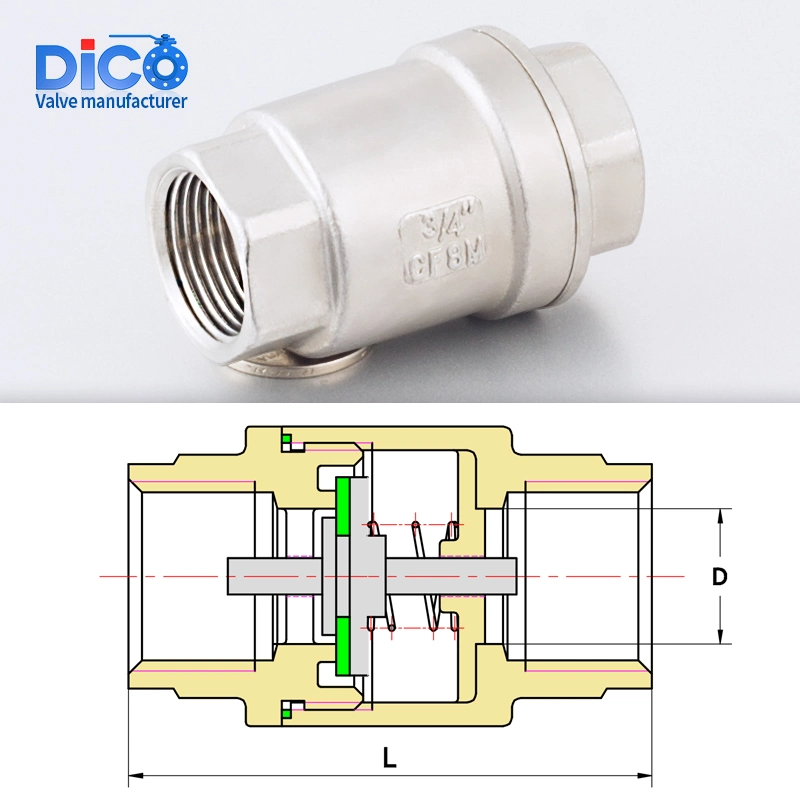 CE ISO Ts Industrial H12 200wog Stainless Steel Bsp BSPT Vertical Check Valve