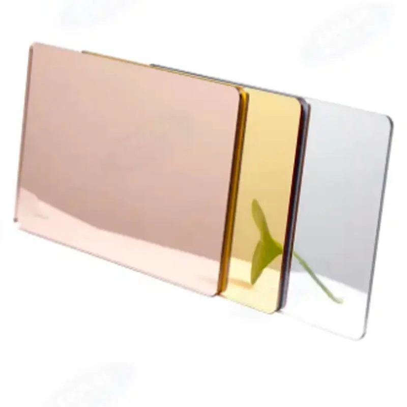 Double revêtement décoratif doré bronze à bord biseauté de couleur coupée sur mesure Miroir en aluminium