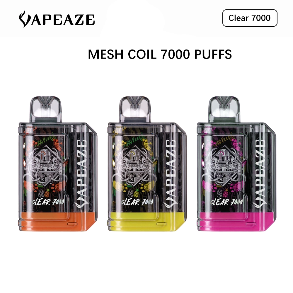 Lápiz de Vape desechables claro 7000 inhalaciones E-Liquid 650mAh recargable de alta calidad de pluma de Vape Puff E cigarrillo Vape vaporizador Atomizer Vaping suave