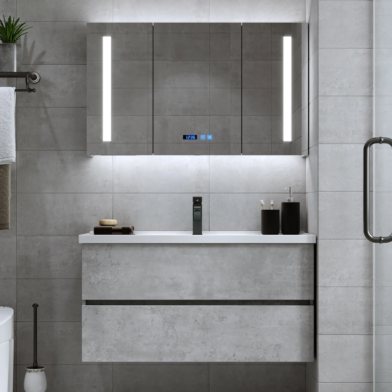 En el mercado europeo de Design Inicio Hotel Apartamento Lavabo armario colgado en la pared de madera de contrachapado de cuarto de baño Muebles de tocador con espejo