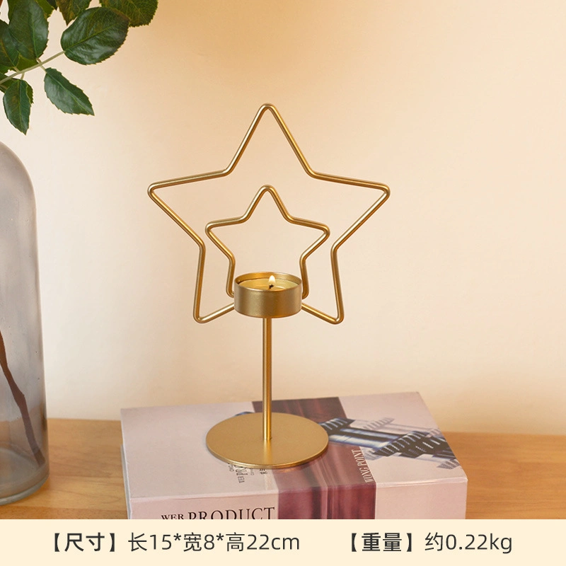 Gold Star Candle Holder Home Office Decoration Accessories Tealight Christmas Candlestick