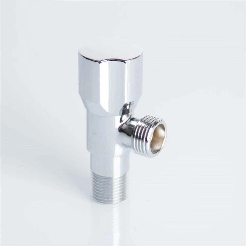 Chrome Finish Angle Valve Two-Way Zinc Alloy Handle Water Angle Valve Brass Angle Stop Valve for Bathroom Toilet Kitchen