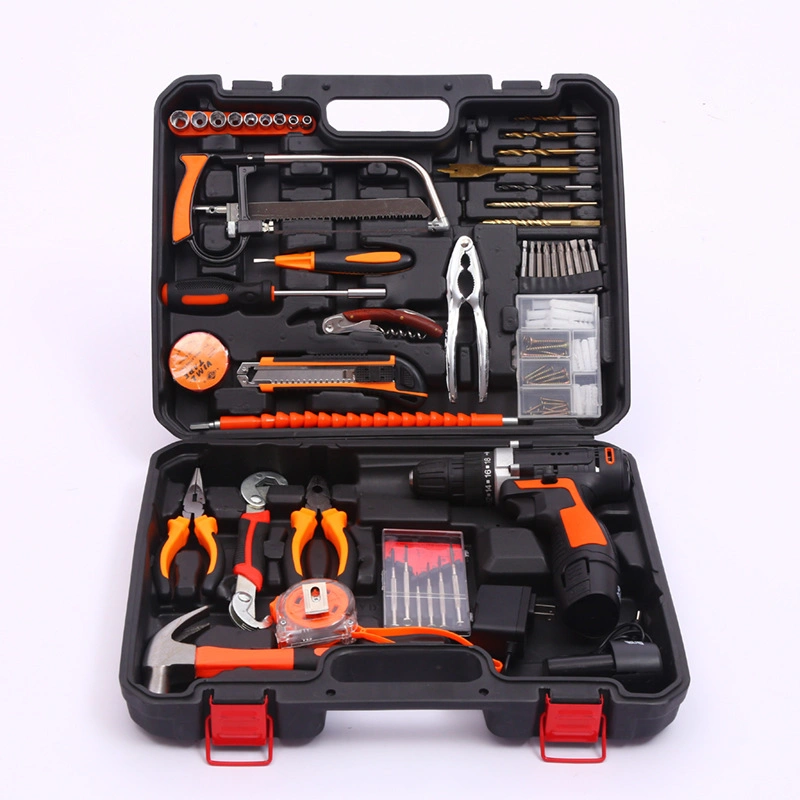 Hardware Tool Set Household Lithium Electric Drill Tool Box Woodworking Electrician Tool Box Screwdriver Pliers Saw Wrench 91PCS Sets of Hardware Tools