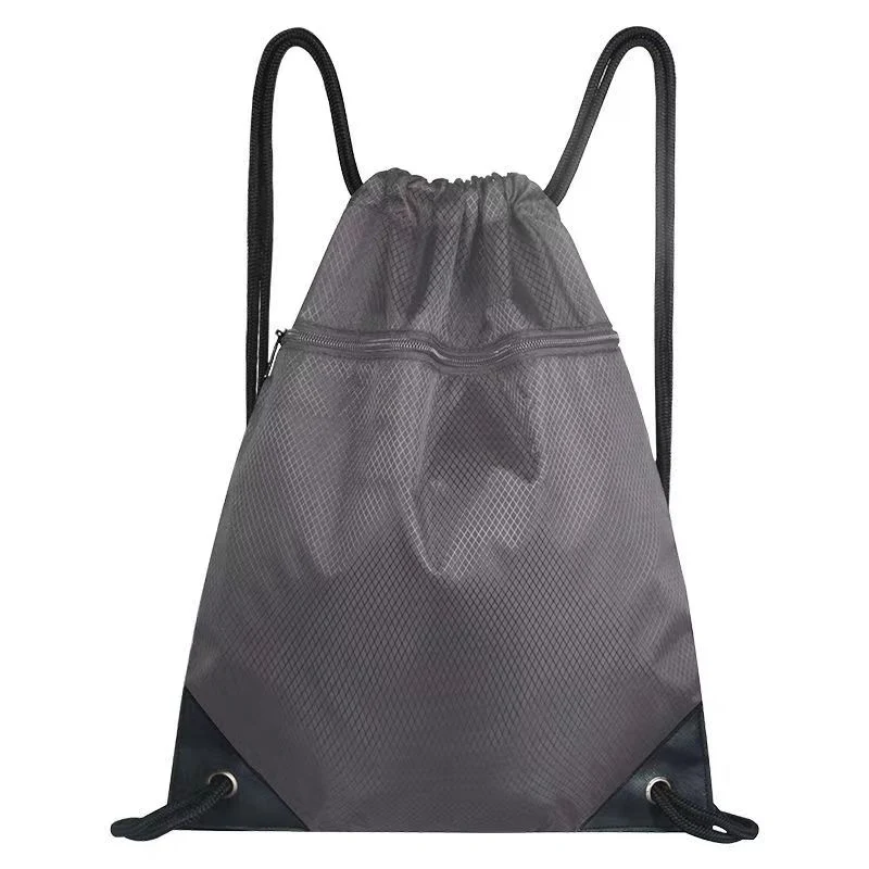 Turnbeutel mit Kordelzug Wasserdichter Rucksack mit außen, innen Zip-Taschen, Reflektierende Strings - Rucksack für Sport, PE, Schwimmen, Strand, Yoga, Reisen