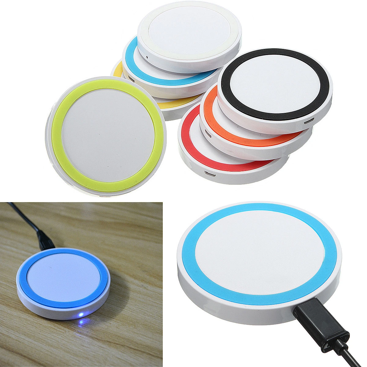 Custom Logo Cheap Portable Mini Small Wireless Charging Pad Round Q5 Wireless Charger for Promotional Gift