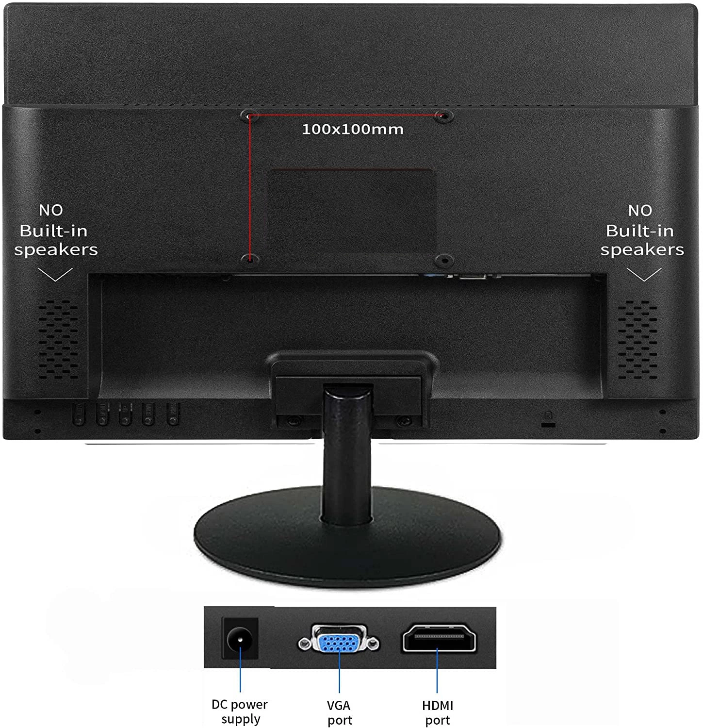 PCV Monitor de 19 pulgadas, Monitor de ordenador de sobremesa 19" 75 Hz 5ms 1440X900 Panel TFT sin altavoz incorporado H+V, Monitor de PC 16: Pantalla 10 para PC PS