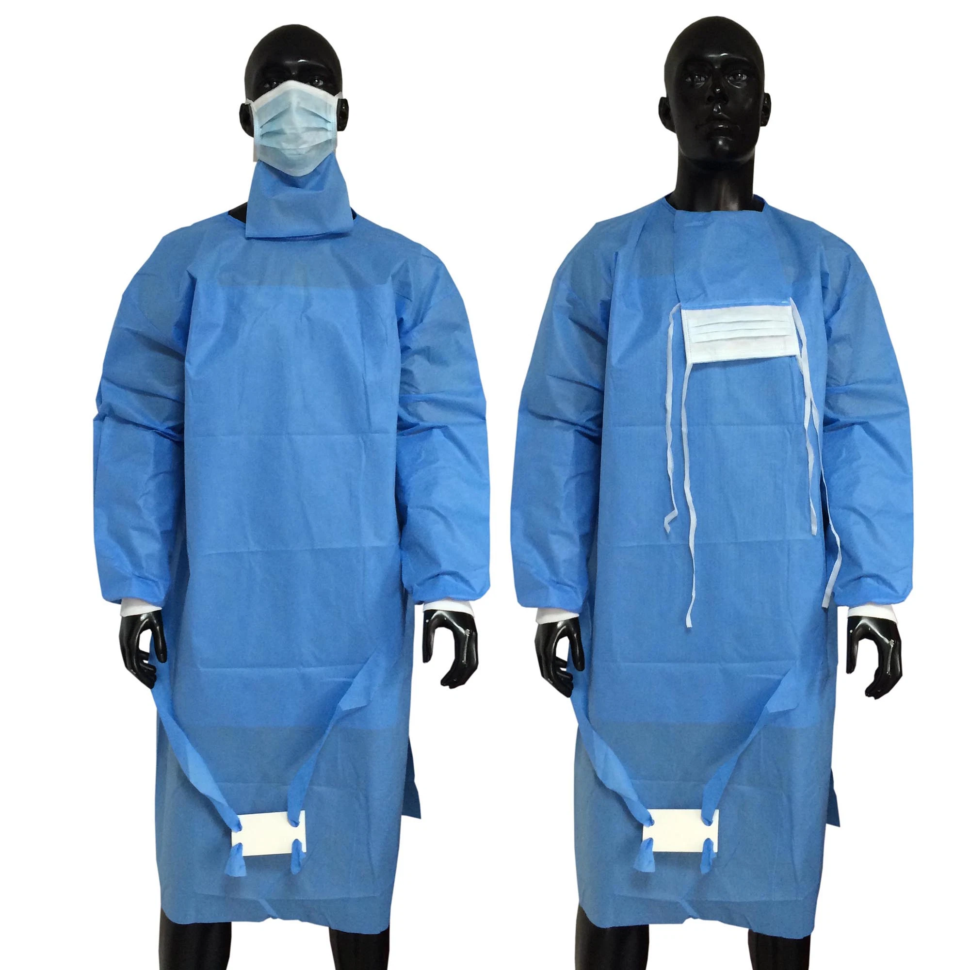 Eo-Sterilized PP Visitor Reinforced Surgical Gown with Elastic or Knitted Cuffs