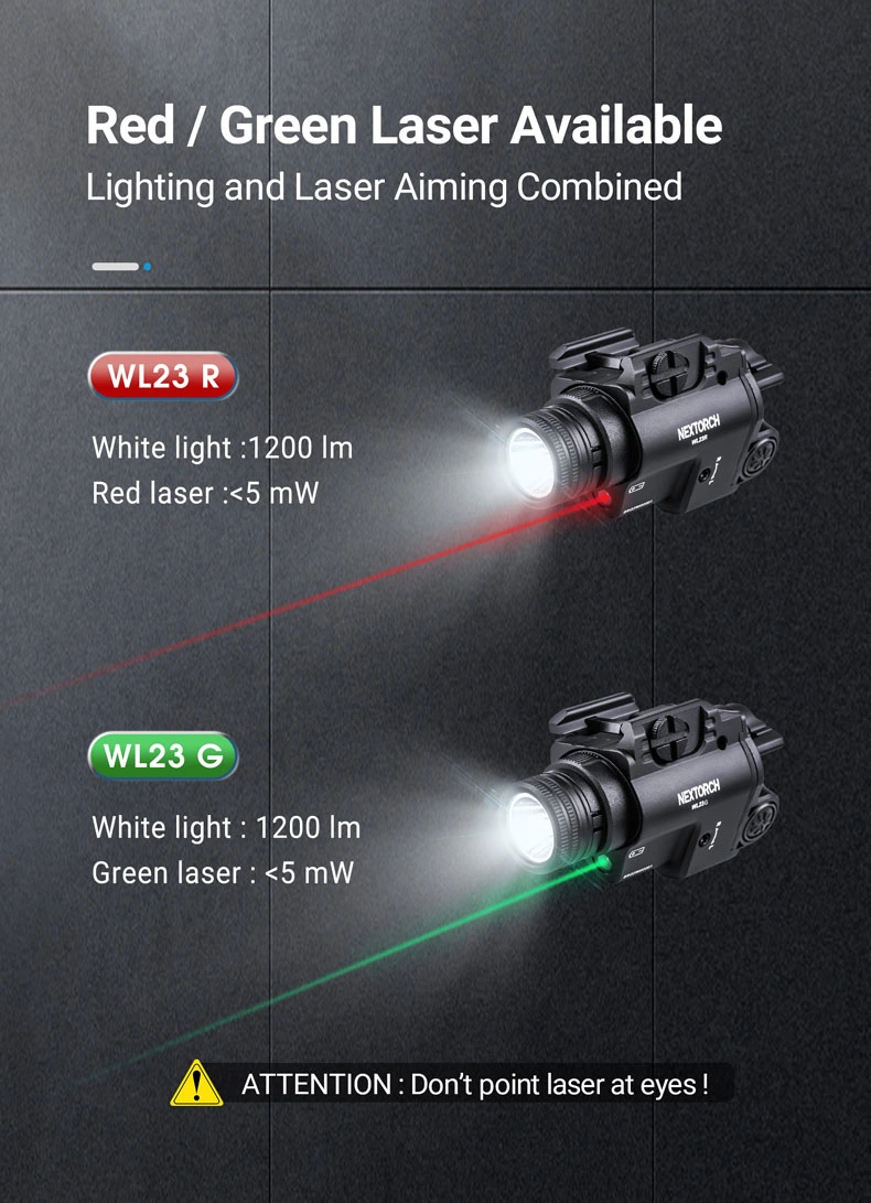 1300 Lumen + Red Laser Gun Light Police Tactical Weapon Light for Self Defense Flashlight