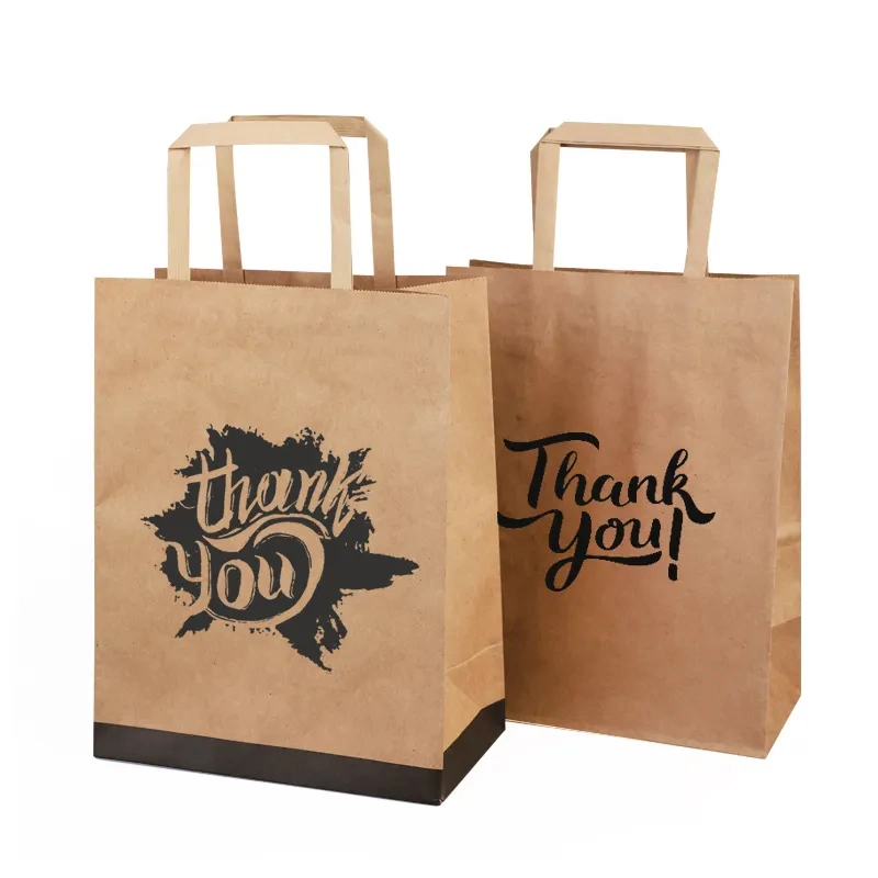 Kraft Paper Gift Bags for Parties Retail Business Restaurant Takeouts