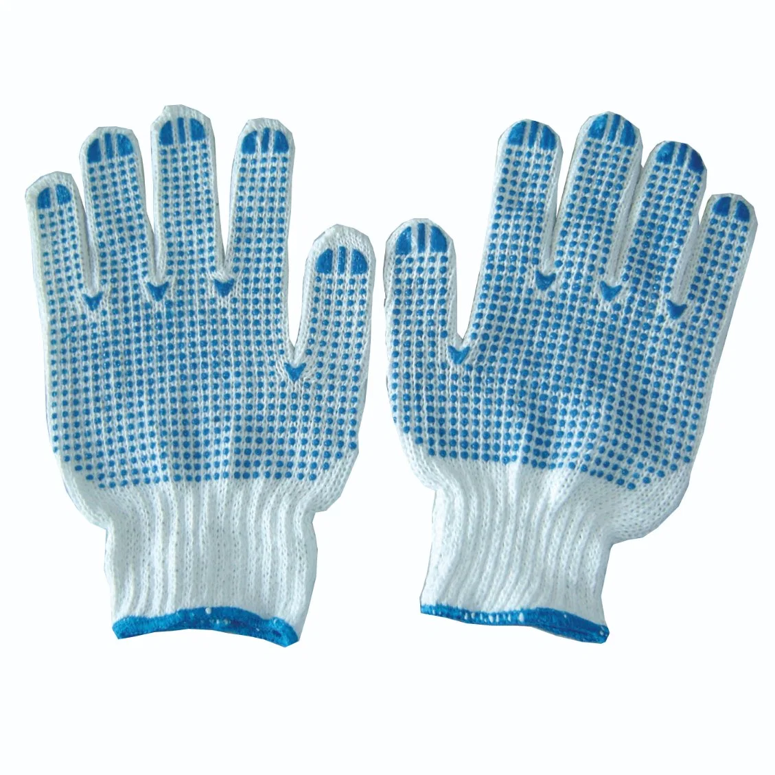 Slg-8003 T/C Yarn Gloves Cotton Gloves Dotted White Cotton with Dots Gloves