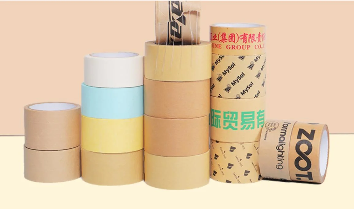 Water Activated Gummed Self Adhesive Kraft Paper Tape with Logo Print