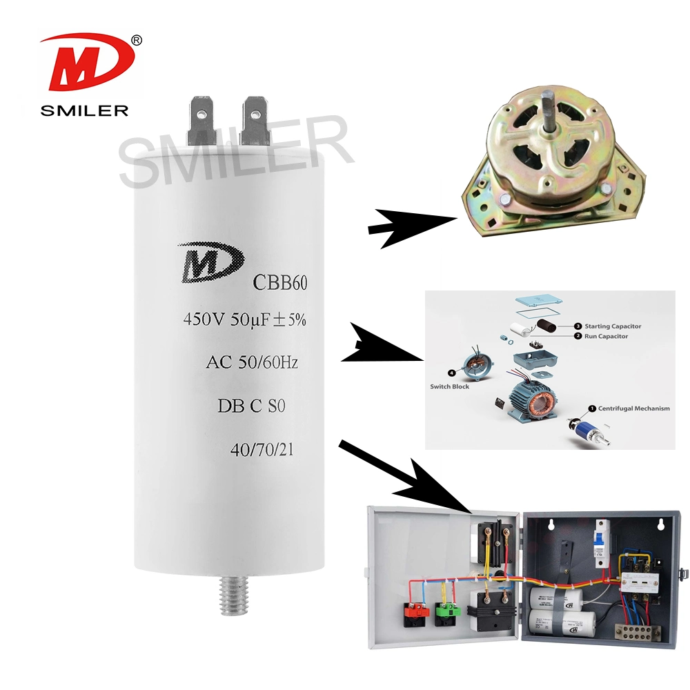 Cbb60 condensador de funcionamiento de motor de CA condensador de lavadora