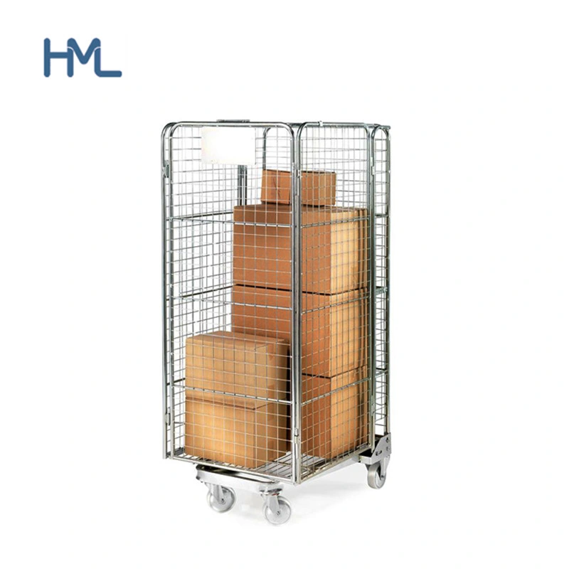 500kg Huameilong Warehouse Cargo Storage Collapsible Security Wire Mesh Trolley