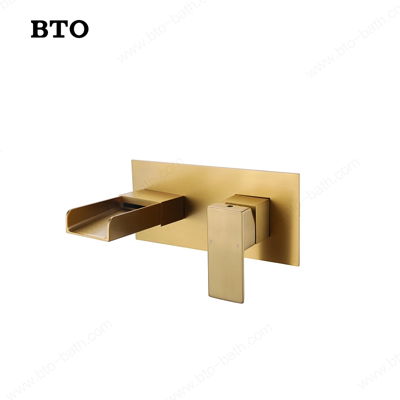 Gold Waterfall Basin Water Tap Bathroom Sink Faucets Mixer Taps Brass Faucet