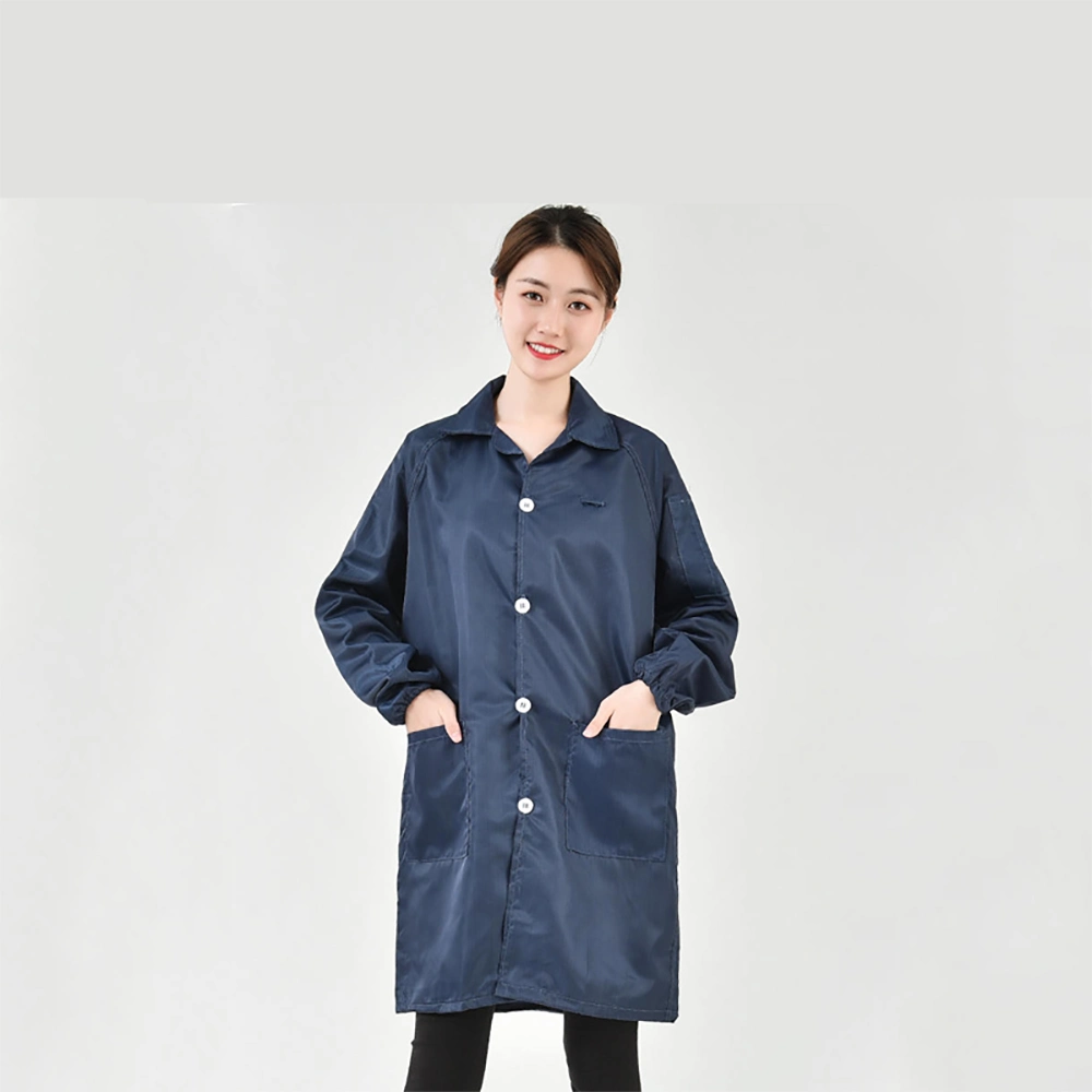 ESD-Safe Static Dustproof Lab Coat Jacket Smock Overall Workwear Blue