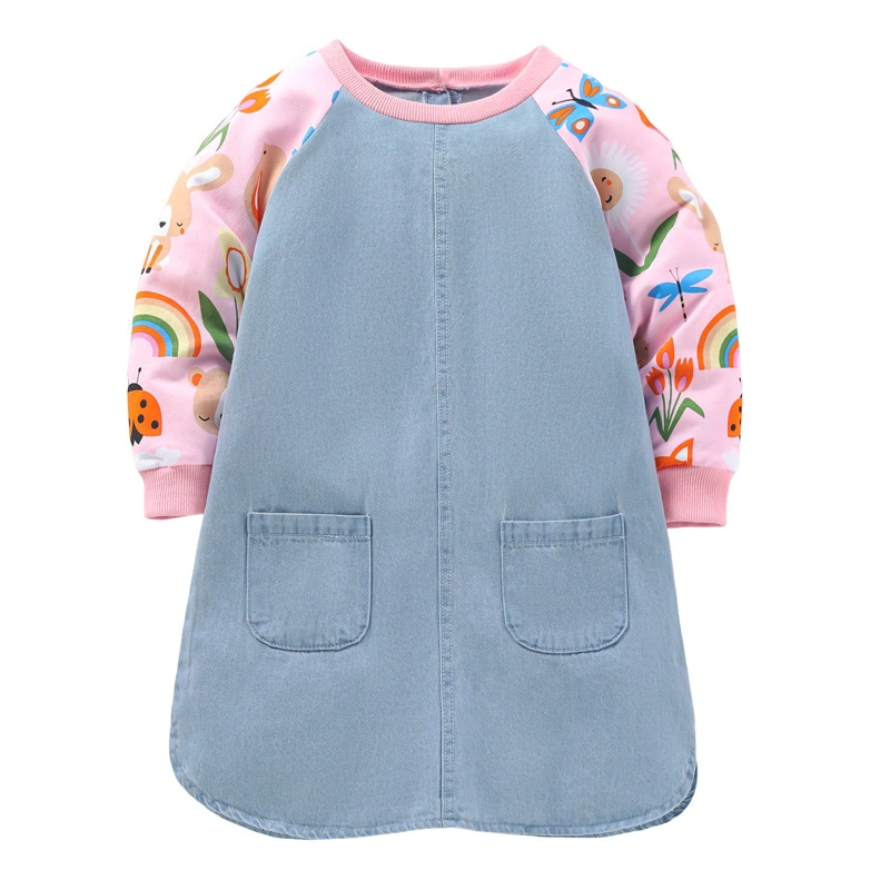 2022 vêtements en gros ajourés pour enfants Boutique mode denim robe coton