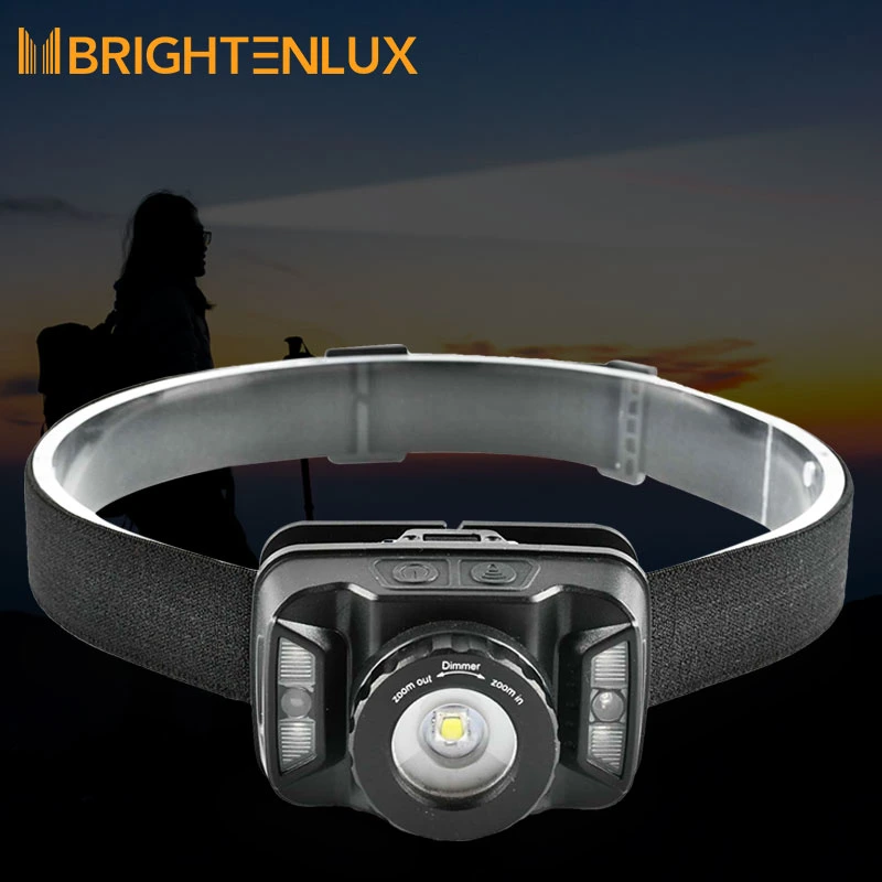 Brightenlux 6 Modes Waterproof 300 Lumen Powerful Xpg SMD LED Rechargeable Sensor Headlamp Head