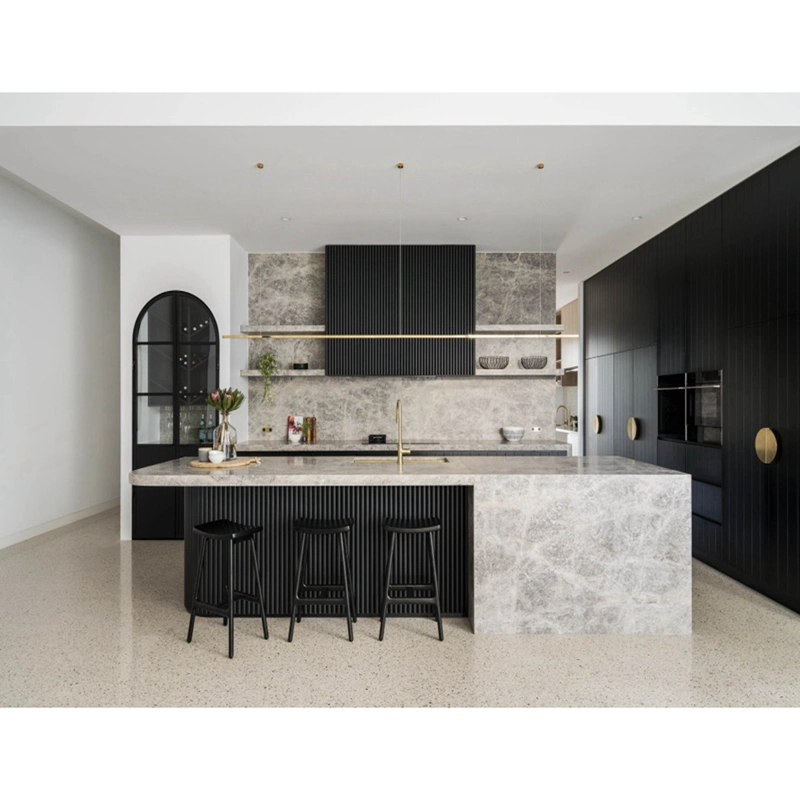 Moderno verniz preto Mobiliário de cozinha Modular Armários de cozinha