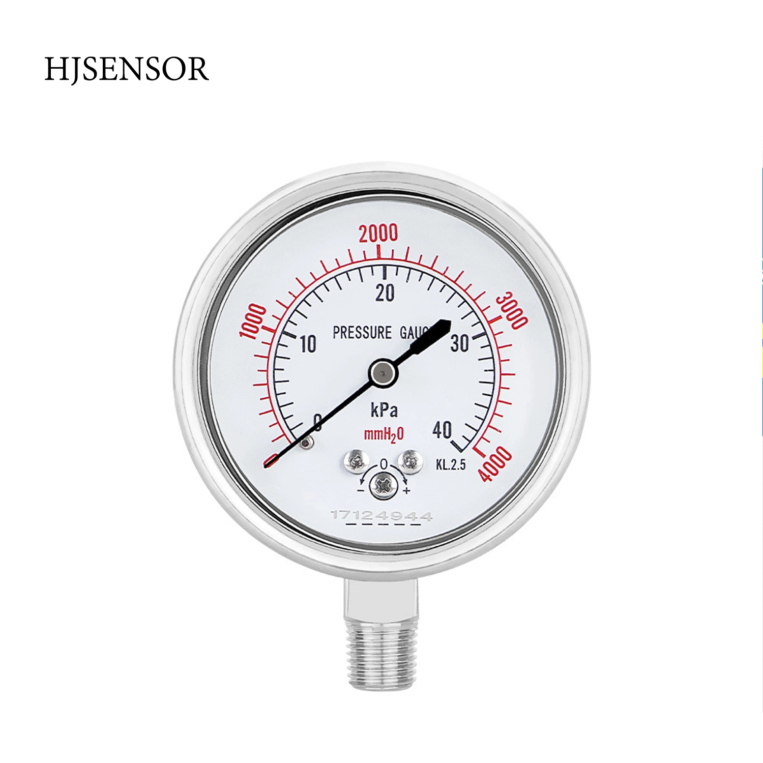 MPa/kPa Exquisite Shockproof Stainless Steel Bimetal Pressure Gauge