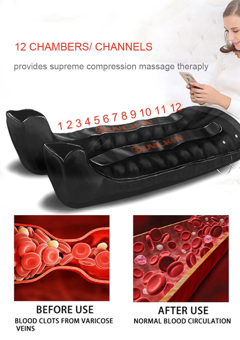 2023 New Product 12 Chamber Portable Sports Recovery Boots with Rechargeble Battery Air Compression Therapy Equipment System