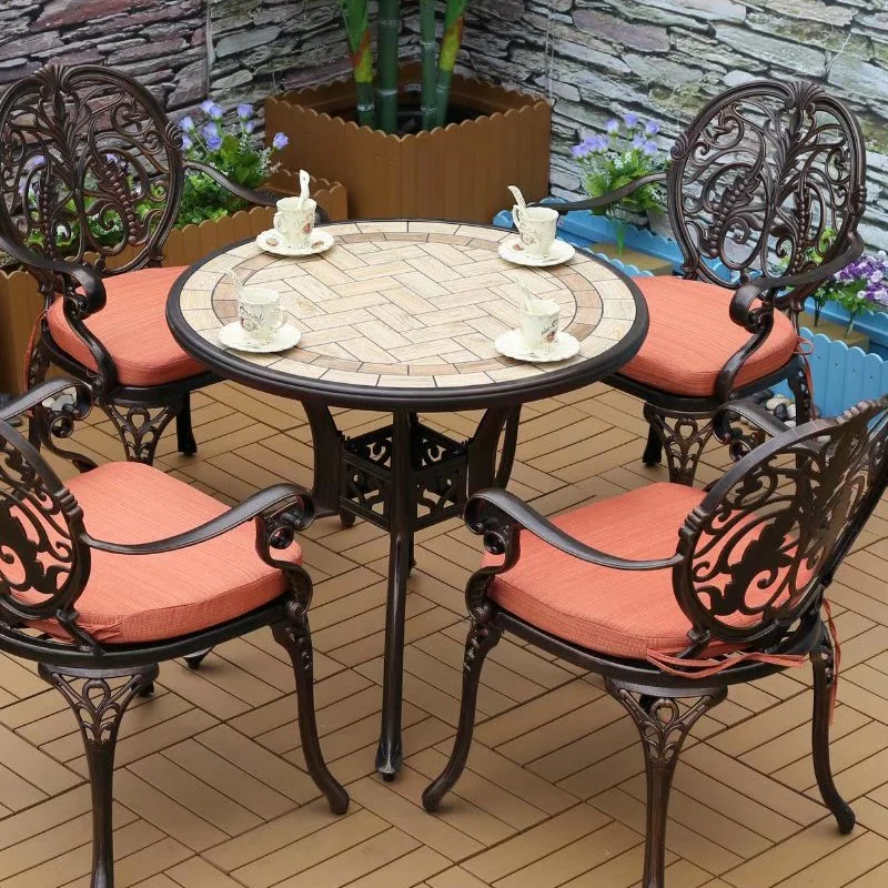 Corrosion Resistant Cast Aluminum Frame Outdoor Garden and Patio Furniture Set Dining Garden Waterproof Chairs