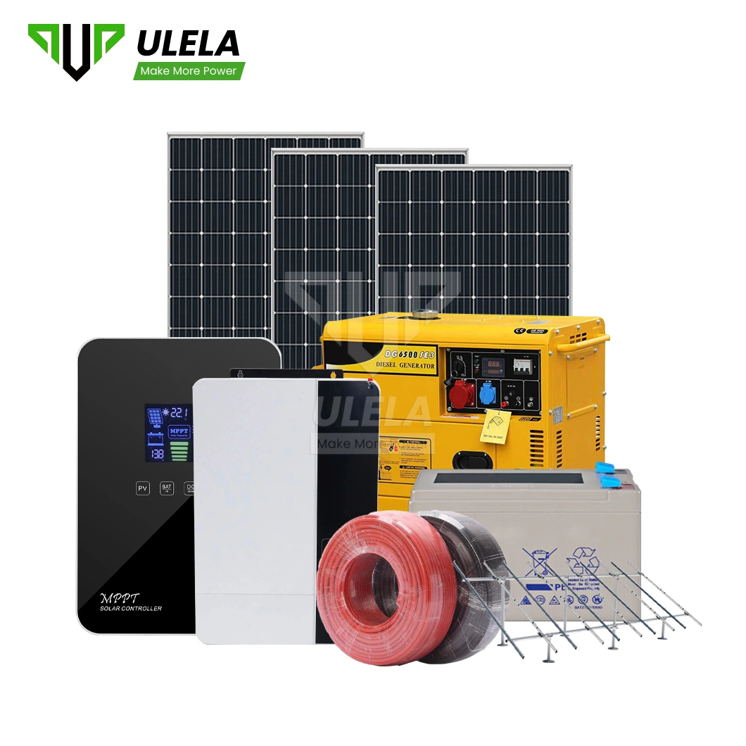 Ulela 3.2 kW production de système solaire Accueil batterie hors réseau Système de panneaux solaires Chine systèmes d'énergie hybride diesel photovoltaïque (PV)