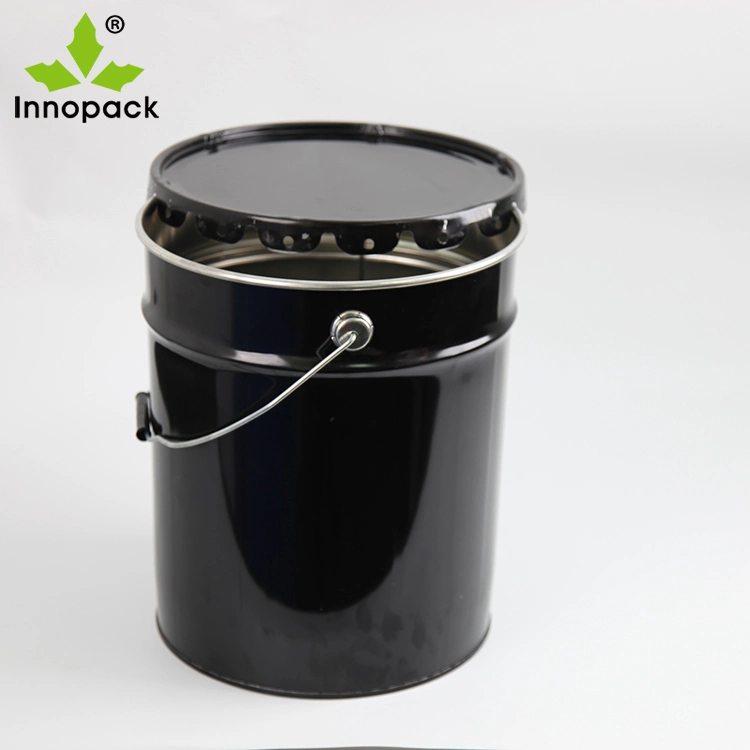 Flower Lid Round 19L/5 Gal Black Metal Bucket