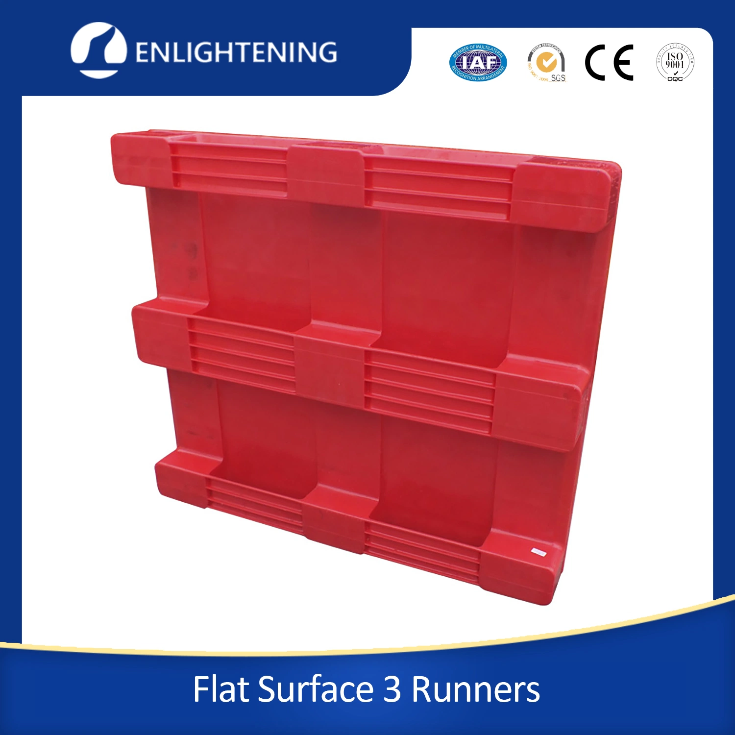 Robuste/empilable/monobloc/surface plane/simple étage/accès au chariot élévateur 4 voies/renforcé d'acier/charge sur rayonnage/3 glissières Palette plastique pour système de rayonnage