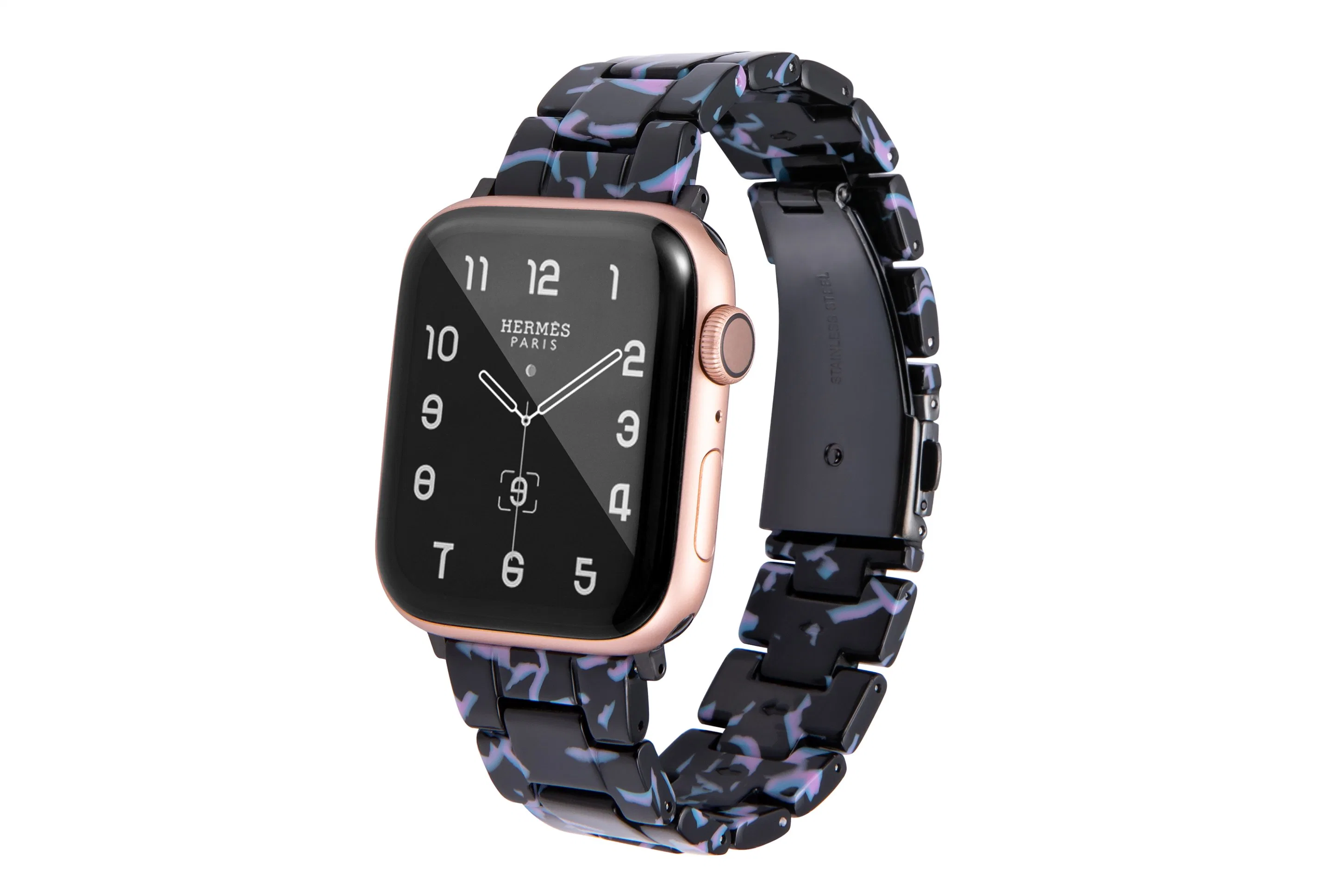 Watch Band Compatible with Apple Watch for Women Man, Light Resin Bracelet Fashion Strap with Stainless Steel Buckle for Watch 40-45 mm