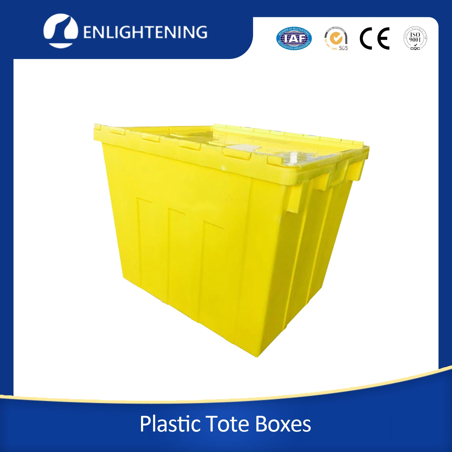 Common Size Industrial Shipping Logistic Heavy Duty Plastic Storage Containers Totes Box with Hinged Lid for Market and Store