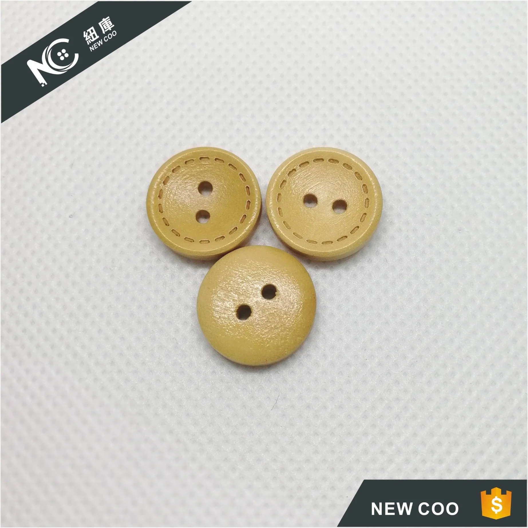 Two Holes Burlywood Natural Wood Fancy Shirt Button