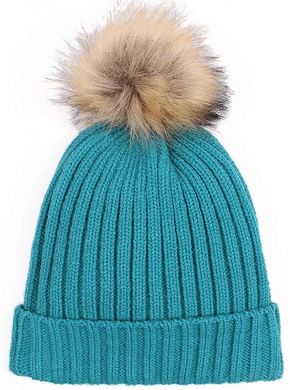 Acrylic Unisex Winter Warm Chunky Slouchy Comfortable Beanie Knit Hat Woman Sex with POM POM