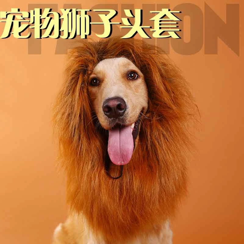 Pet Wig Lion Head Hat Fashion Pet Second Change Lion Head Cover Dog Headgear Funny Pet Hair Apparel Hat Pet Supplies Dog Wigs