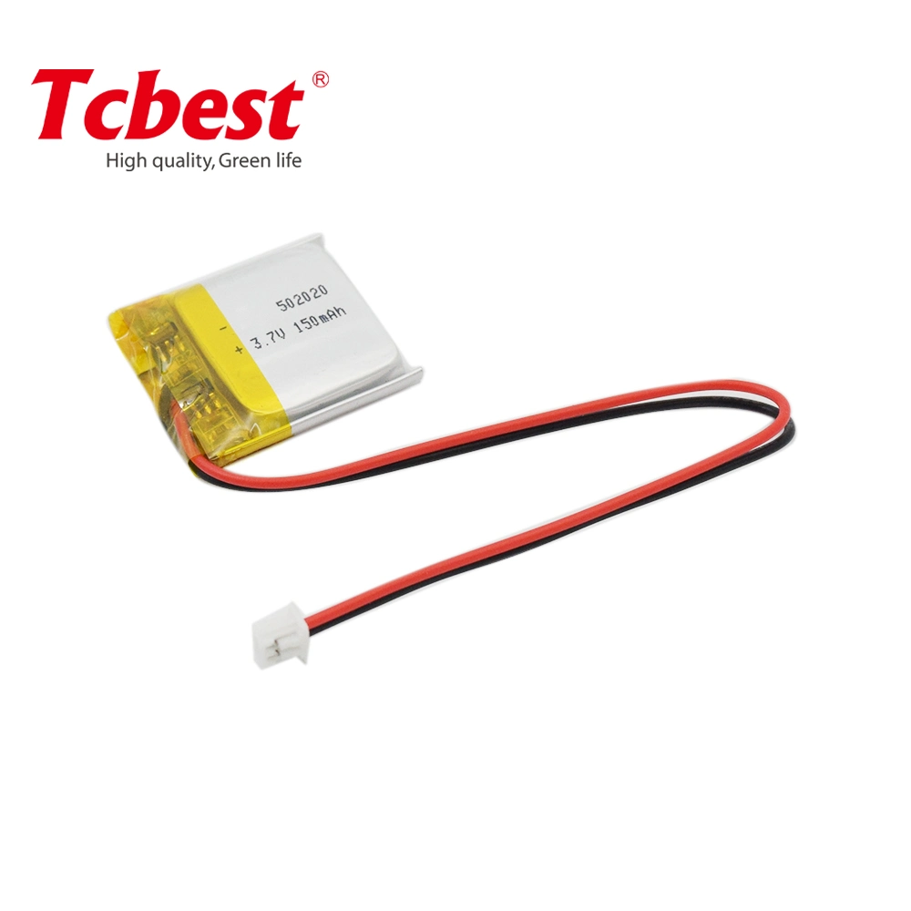 Venta caliente 3,7V 150mAh Lipo de tamaño estándar de la batería recargable de Iones de Litio batería de polímero 502020 3.7V recargable de Litio para los sistemas de seguimiento