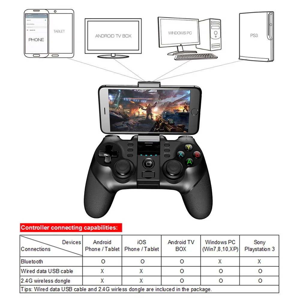 Manette de jeu Bluetooth-9076 Ipega Pg de manette de contrôleur Téléphone TV Smart Box PC PS3 contrôleur de jeu vr