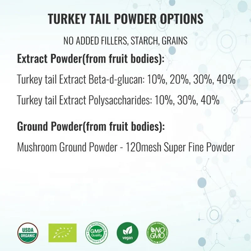 USDA Organic Certified 30% Polysaccharides Turkey Tail Mushroom Extract Powder