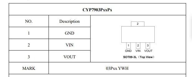 El CYP7903 Sot89-3actual de 1L Alta tensión de baja potencia de 40V IC regulador LDO