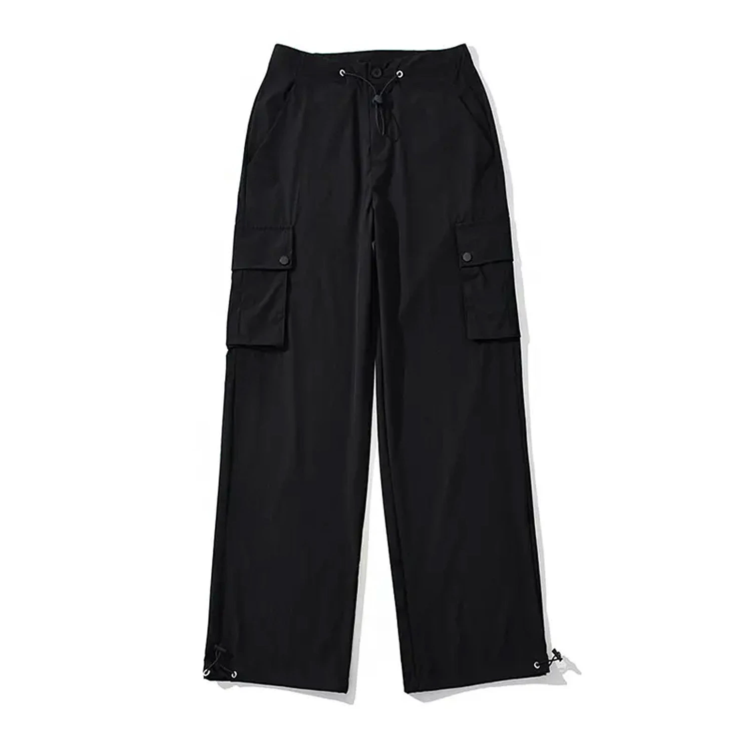 Mujeres Loose Moda elegante cordón ajustable cintura Windproof Ocio pantalones cargo Con bolsillos