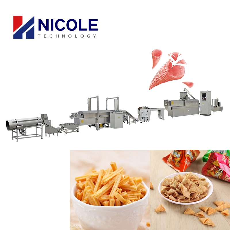 Fritura de procesamiento de alimentos industriales Snack máquina extrusora de alimentos Chips cornetas