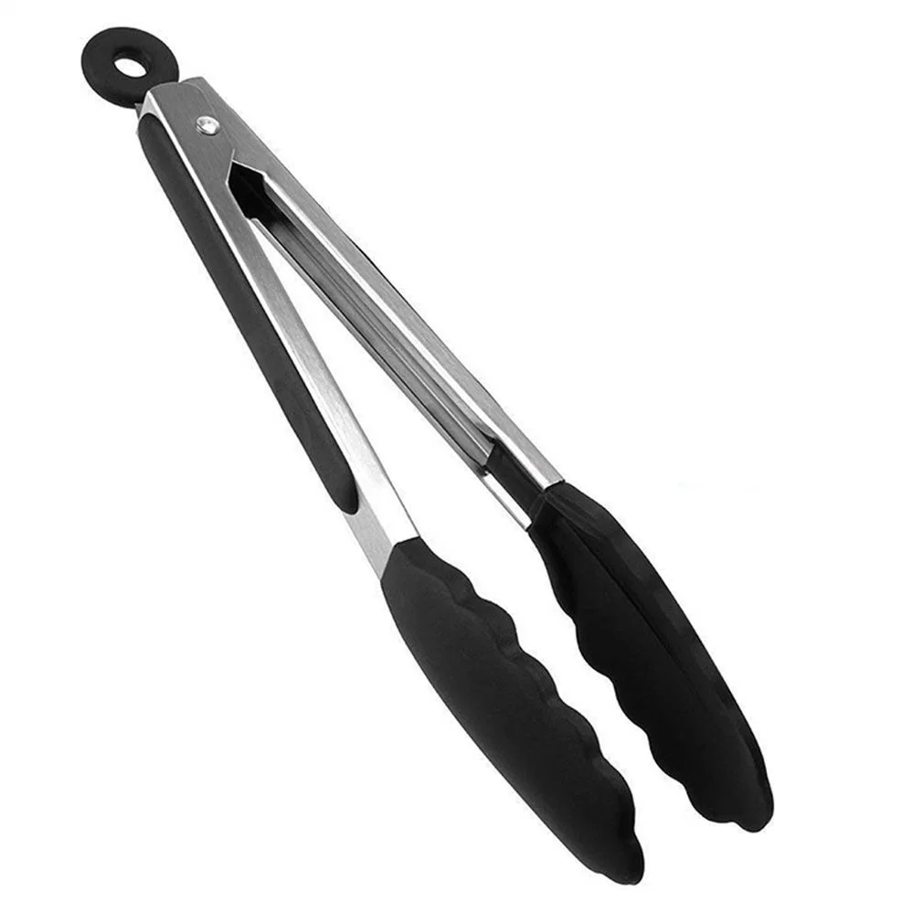 Acessórios de cozinha nova Cozinha Silicone Salada de cozinha que serve cozinha utensílio de puxador de Aço Inoxidável cor aleatório ferramentas