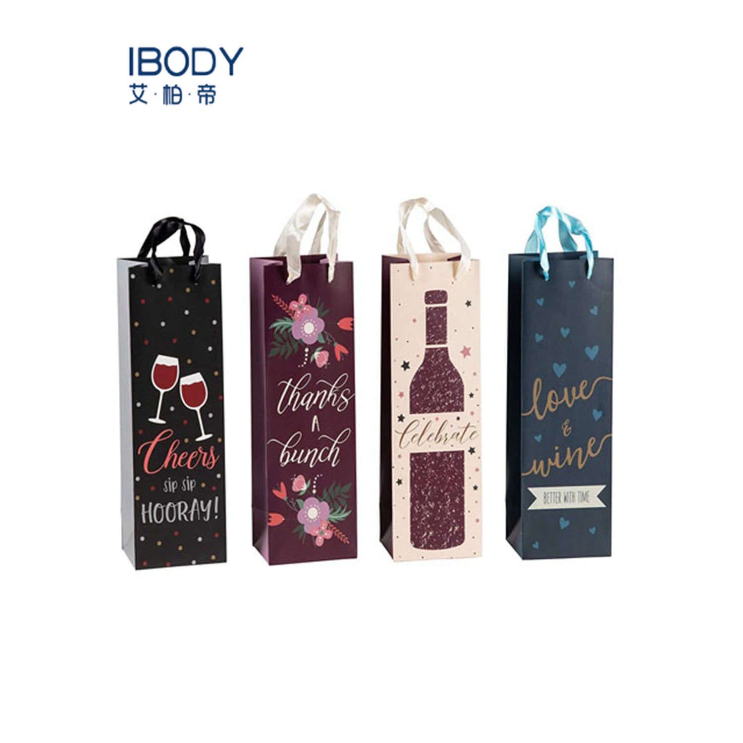 Custom Printed Single/Double Cardboard Paper Gift Bottle Wine Liquor Bags