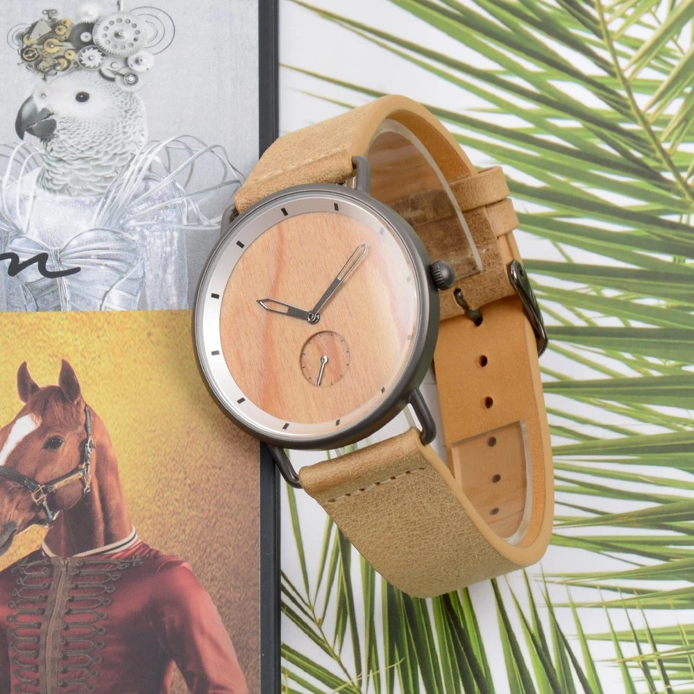 Metal Men Stainless Steel Back High quality/High cost performance  Japan Movt Quartz Wood Watch