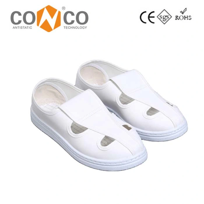 Conco PVC Canvas White Safety ESD Four-Hole Mesh Shoes Anti-Static for Clean Room Electronic Factory