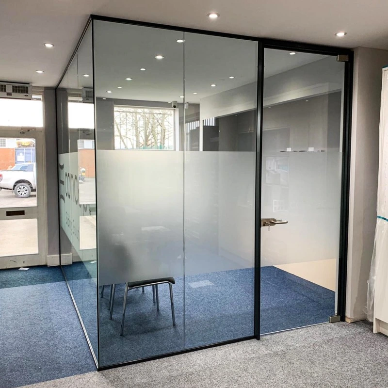 Interior Acoustic Single Glazed Aluminum and Frameless Glass Partition