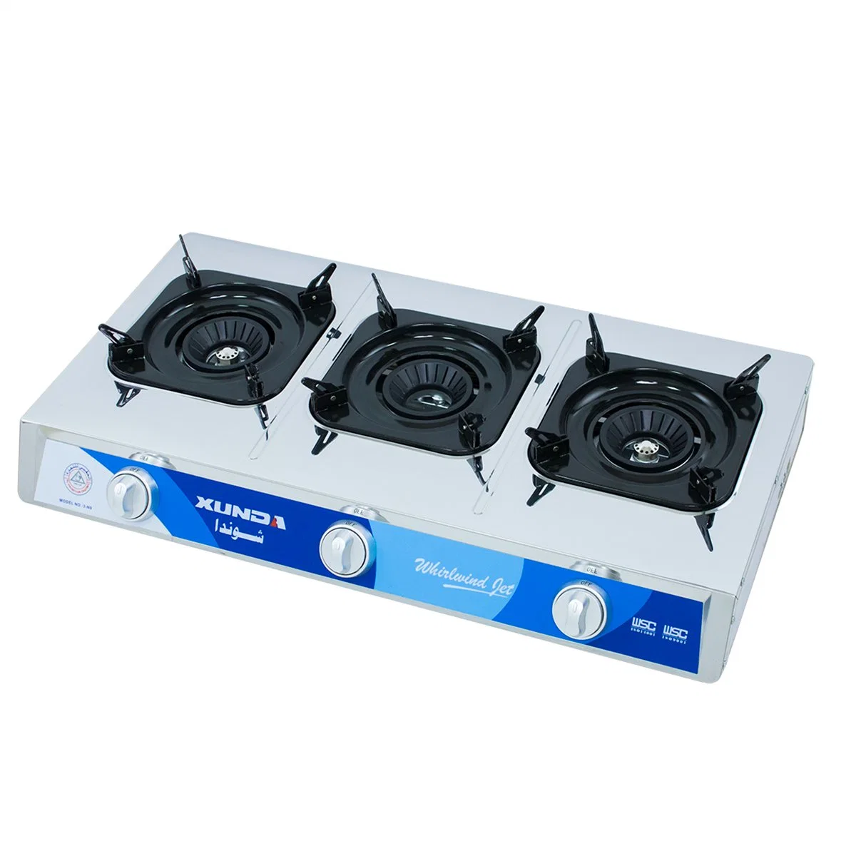 Xunda Table Top Gas Stove 3 Burners Gas Stove Kitchen Gas Cooker Stainless Steel Stove