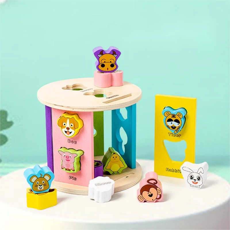 Juguete Educativo de Madera para niños pequeños Zodiaco animales Geometría Sorter forma Juego