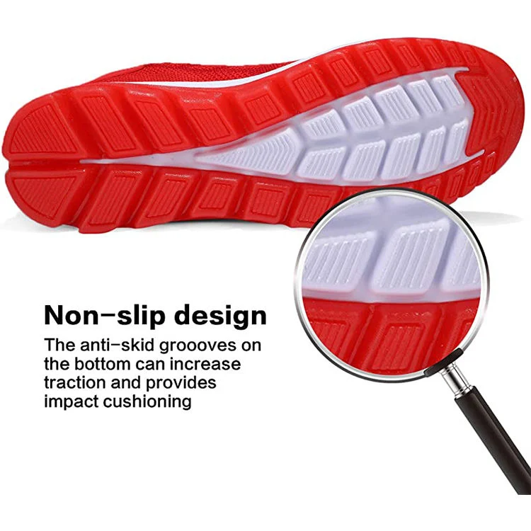 Factory Red Knitting transpirable Outdoor Jogger Hombre Zapatillas deportivas deportivas Zapatos